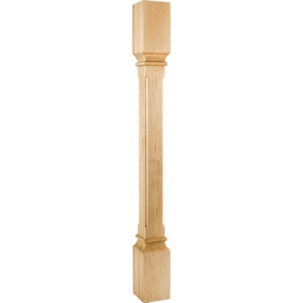 Hardware Resources 3-1/2" Wx3-1/2"Dx35-1/2"H Rubberwood Fluted Edge Post P38-3.5-RW
